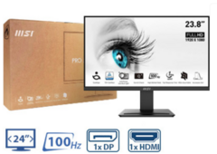 MONITOR MSI 24 PRO MP2412 HDMI DISPLAYPORT 1MS 100HZ 1920X1080 VESA 75X75MM PROFESIONAL PLANO INCLUYE TRANSFORMADOR 12V 2.5A Y CABLE HDMI