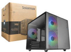 GABINETE SOLARMAX CM-B300-SF FRENTE RGB Y LATERAL VIDRIO TEMPLADO TRANSPARENTE 1XUSB 2.0 1XUSB3.0 2XJACK3.5MM 2X3.5 3XSSD 3 COOLER 120MM RGB VGA HASTA