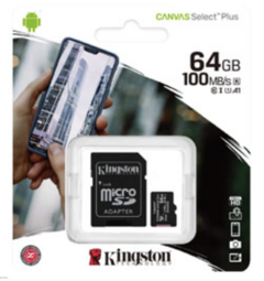 MICROSD 64GB CLASE 10 KINGSTON 100MB CON ADAPTADOR A SD
