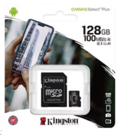MICROSD 128GB CLASE 10 KINGSTON 100MB CON ADAPTADOR A SD