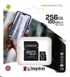 MICROSD 256GB CLASE 10 KINGSTON 100MB CON ADAPTADOR A SD