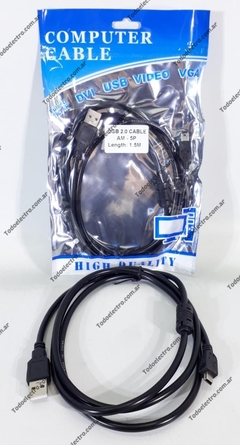 CABLE USB A MINI USB CON FILTRO EN BOLSA