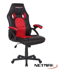 SILLON GAMER COLOR NEGRO Y ROJO RUEDAS APOYA BRAZOS