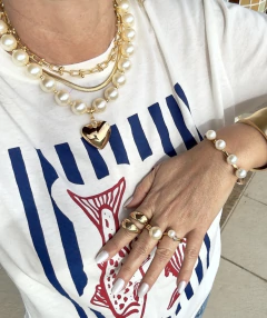 Colar Pérola com Pingente Coração - loja online