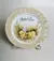 2075 PRATO DE PORCELANA DECORATIVO PINTADO A MÃO BODAS DE OURO COM FLOR