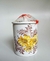 POTICHE DE PORCELANA EM DETALHES FLORAIS AMARELO 1576