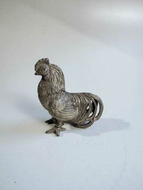 1769 ESCULTURA EM METAL PRATEADO ANTIGA DE GALO