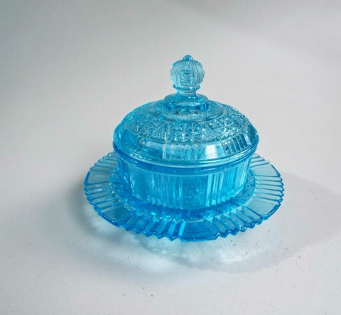 MINI MANTEGUEIRA EM VIDRO AZUL TRANSLÚCIDO 1729