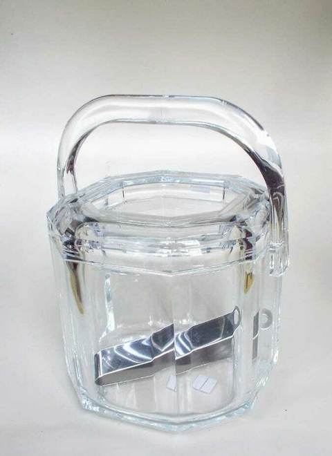 1938 BALDE PARA GELO EM ACRÍLICO COM TAMPA E PEGADOR DE METAL