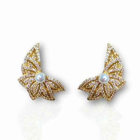 BRINCO EAR CUFF CRAVEJADO E MINI PÉROLA
