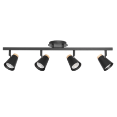 Aplique 4 Luz GU10 Barral 80cm Blanco Negro con Detalle Madera - comprar online
