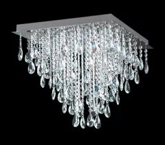 COLGANTE CRISTAL PLAFON LED ALMENDRAS-TRASPARENTES BASE DE 40X40