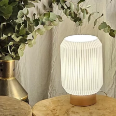 Lámpara velador escritorio ELITA E27 grande 46cm pantalla impresión 3D madera de lenga sustentable moderno deco nórdico CHIMBA - comprar online