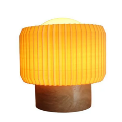 Lámpara velador escritorio ODIN E27 pantalla impresión 3D base madera lenga bocha opal sustentable moderno deco nórdico CHIMBA