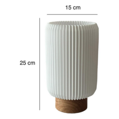 Lámpara velador escritorio ERIKA E27 25cm pantalla impresión 3D base madera sustentable moderno deco nórdico LMP - comprar online