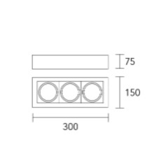 Plafón cardánico ZONIC 3 luces GU10 LED dicroica rectangular móvil orietable LUCCIOLA - comprar online
