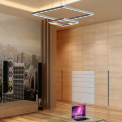 Colgante techo QUADRA DOBLE LED integrado plata diseño moderno GSG en internet