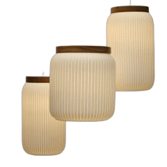 Colgante techo AMARAL chico 30cm E27 impresión 3D madera sustentable moderno deco CHIMBA