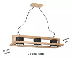 Colgante techo 3 luces AR111 madera paraíso con tacho en metal negro o blanco nórdico moderno industrial CARILUX en internet