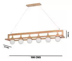 Colgante techo 6 luces E27 madera con tulipas de vidrio globo opal CARILUX - comprar online