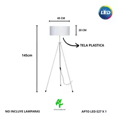 Lampara de pie TAFÍ trípode moderna industrial hierro E27 SAN JUSTO - Artyluz