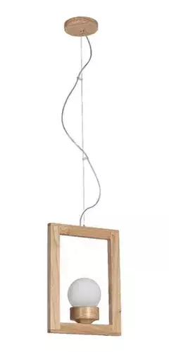 Colgante 1 luz E27 madera paraíso tulipa de vidrio opal satinada nórdico CARILUX - comprar online