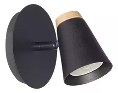 Aplique 1 Luz GU10 Base Ø12cm Blanco Negro con Detalle Madera
