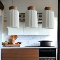 Colgante campana BORIS 35cm E27 madera sustentable 3D LMP - Artyluz