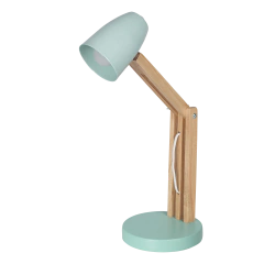 Lámpara de escritorio velador E27 plegable en madera con cabezal de metal pastel nórdico retro CARILUX - Artyluz