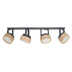Plafón techo barral LINEA FIJI 4 luces AR111 cabezales de madera nórdico VIGNOLO