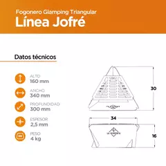 Imagen de FOGONERO PARRILLA ASADOR JOFRÉ PORTATIL GLAMPING TRIANGULAR DESMONTABLE LB