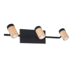 Spot aplique barral pared o techo LINEA JAPÓN 3 luces GU10 madera base cuadrada VIGNOLO