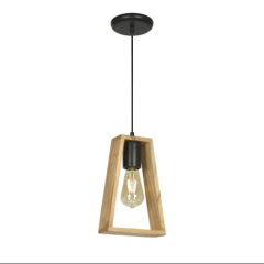 Colgante techo 1 luz E27 madera detalles negro o blanco nórdico moderno pirámide CARILUX - comprar online