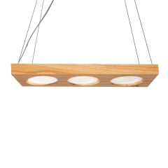 Colgante techo rectangular madera lampara triple LED integrado 6w luz fría o cálida tanza acero extensible nórdico CARILUX