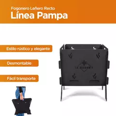 FOGONERO PARRILLA ASADOR PAMPA LEÑERO DESMONTABLE CUADRADO LB - Artyluz