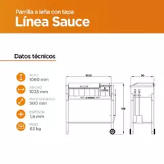 PARRILLA ASADOR DE PIE SAUCE PREMIUM CON TAPA LB - tienda online