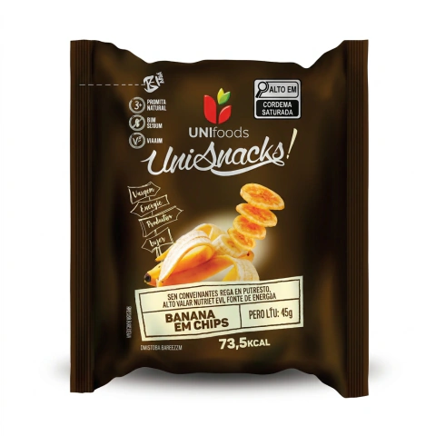Chips de Banana Unisnacks 15g – Caixa com 100 unidades