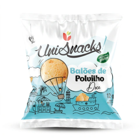 Biscoito de Polvilho Unisnacks Balões Doce Sem Glúten 12g – Caixa com 70 unidades