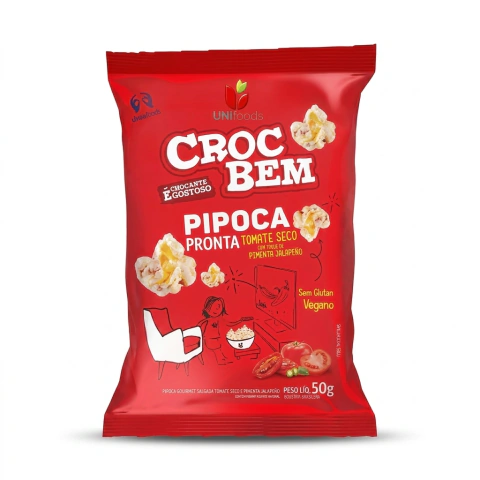 Pipoca Pronta Salgada Tomate Seco com Pimenta Jalapeño 50g – Caixa com 12 unidades