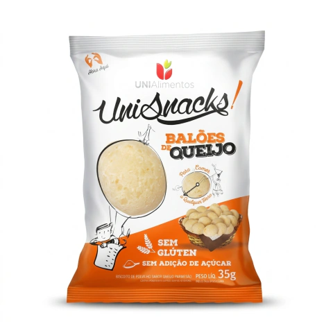 Biscoito de Polvilho Unisnacks Queijo Parmesão 35g – Caixa com 20 unidades
