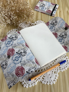 Sketchbook em couro Midi castanho/selos - comprar online