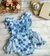 Jardineira Junina Azul com mini chapéu na tiara - Atelier Lorena Tolentino