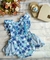 Jardineira Junina Azul com mini chapéu na tiara - comprar online