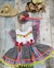 Jardineira Marina com chapéu pequeno na tiara, Preto e Branco - Atelier Lorena Tolentino