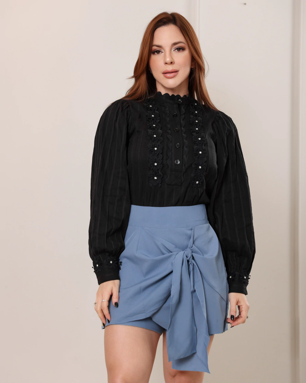 Blusa Manga Bufante Flores e Prdrarias