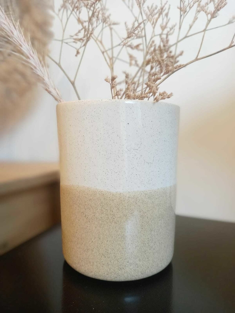 Contenedor/ Florero Combinado Natural y Arena