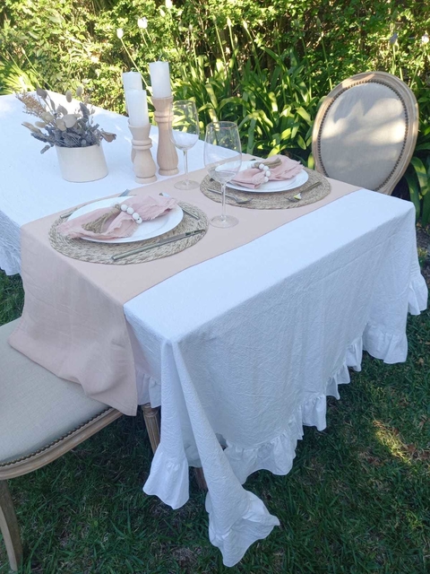 Mantel tusor rectangular blanco