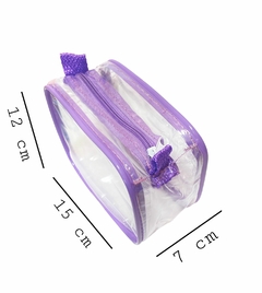 Kit com 3 necessaire TAMANHOS DIFERENTES transparente LILÁS - Gii Matos Makeup