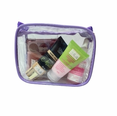 Kit com 3 necessaire TAMANHOS DIFERENTES transparente LILÁS - comprar online