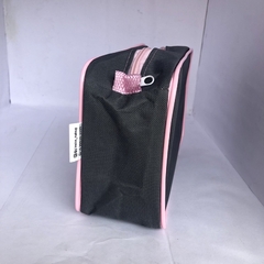Necessaire inteira NAILON (tecido) CINZA com BORDA ROSA 23x15 (comp) na internet